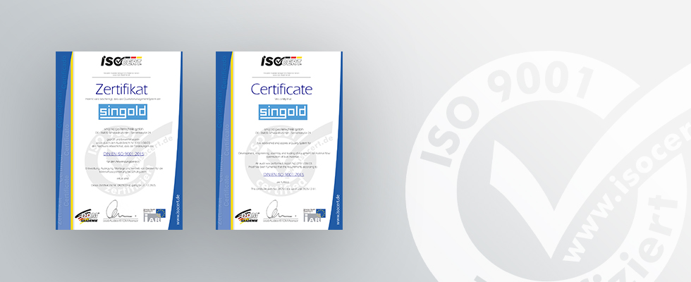 singold receives ISO 9001:2015 certification